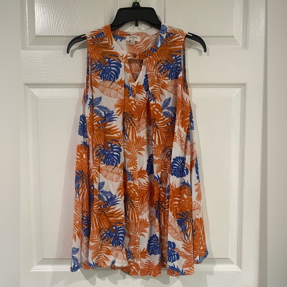 UMGEE 2 Tunic Blouses Size S Tropical Floral Relaxed Casual Boho Flowy Swing Top - Picture 2 of 15